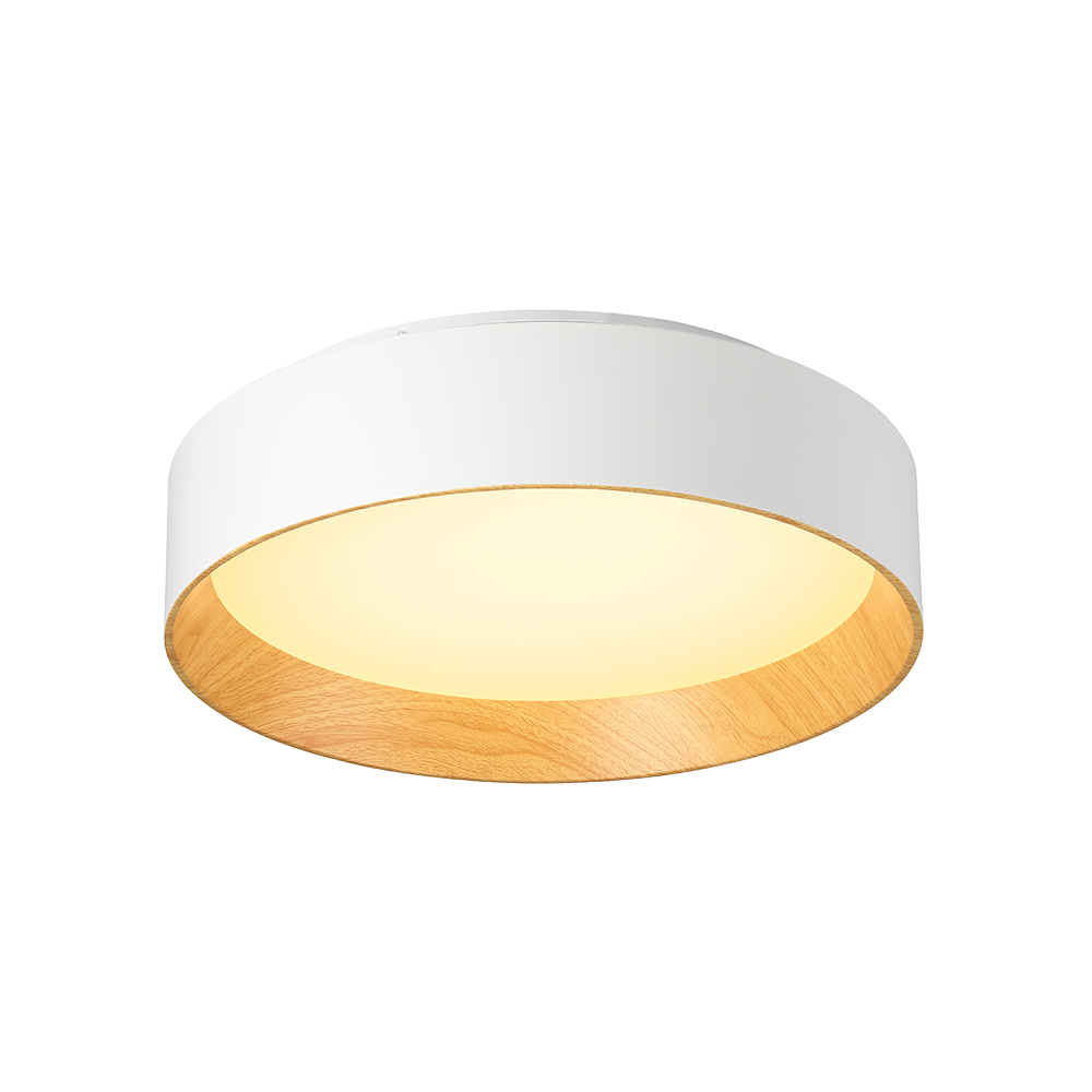 PLAFON MADERA LED 40CM 24W 3000K  REDONDO BLANCO
